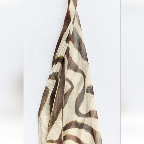 ZARA PRINTED TULLE HALTER DRESS - Picture 7 of 9